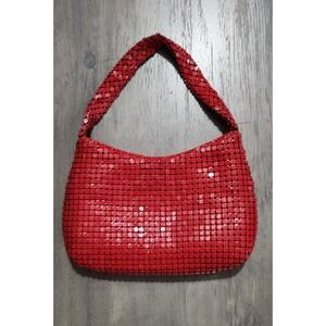 Elisabeth Arden Vintage Red Chevron Metal Mesh Purse/Handbag Evening Bag
